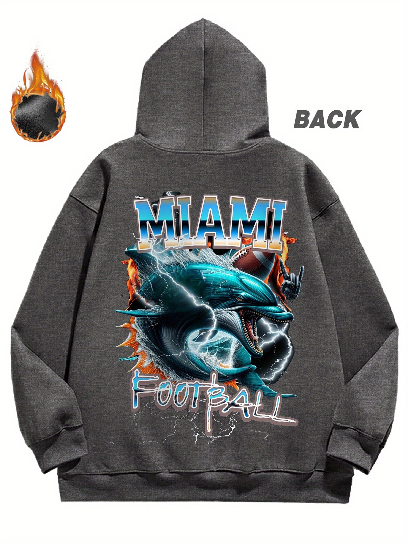 Men's Miami Football Graphic Hoodie - Cozy Fleece Pullover with Bold