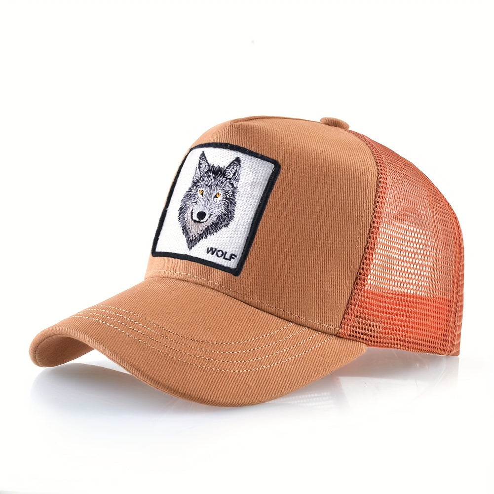 Men'S & Women'S Wolf Embroidery Snapback Trucker Hat - Breathable, Fitted, All-Season Outdoor Sports Cap with Adjustable Sizing, Outdoor Sports Cap|Adjustable Headgear|Snapback Closure