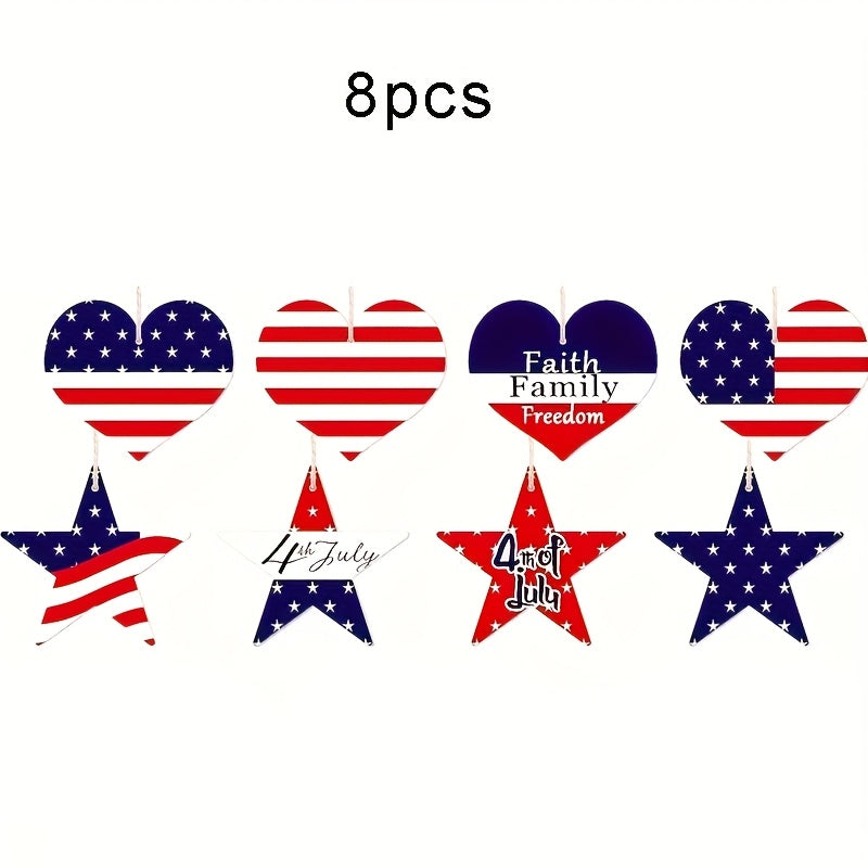 Independence Day Patriotic Wooden Decorations, 4th Of July Wooden Decorations With String For Memorial Day Decorations, Veterans Day Independence Day Party Supplies