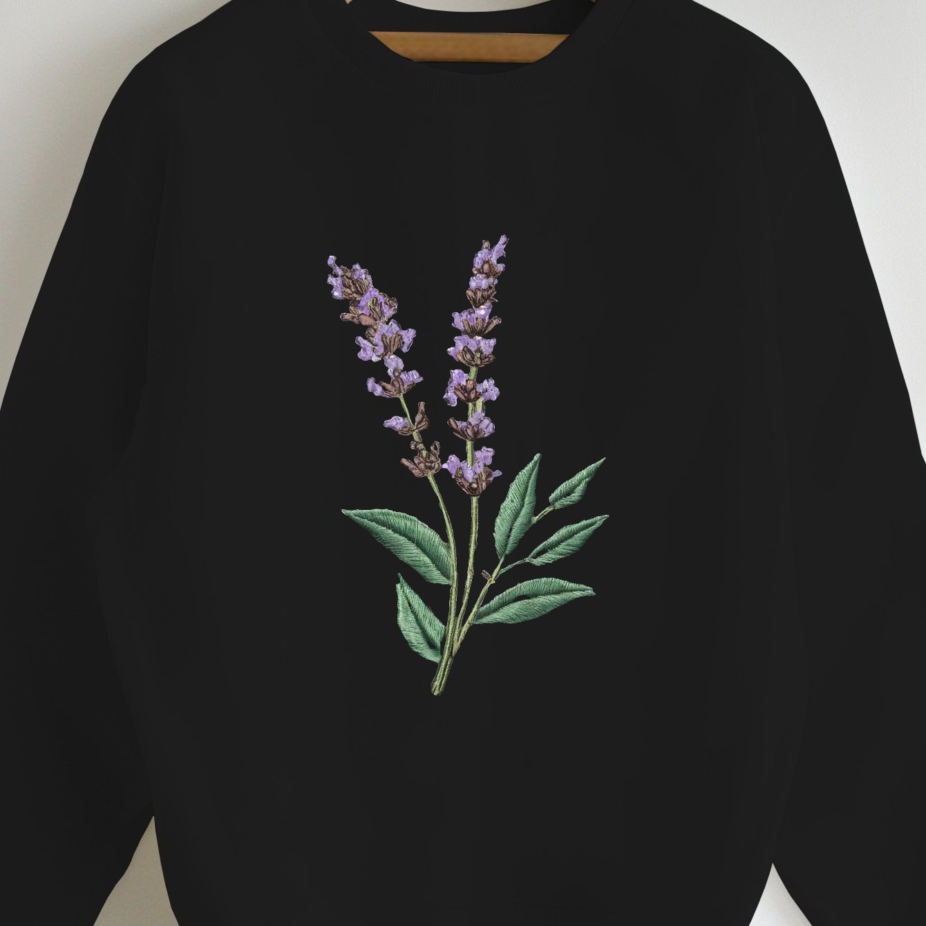 Teediy Lavender Sprig Embroidered Design Women'S Sweatshirt