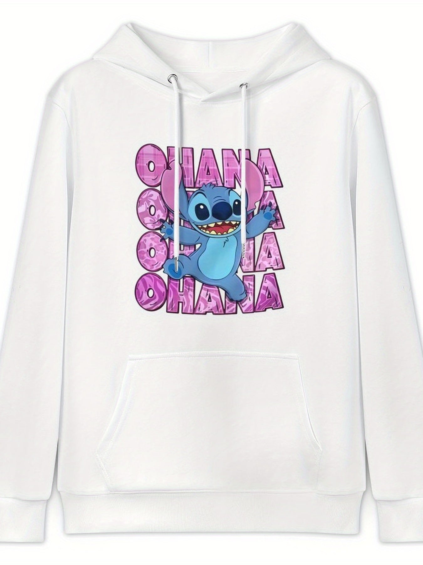 Disney Men'S Black Retro Pullover Hoodie with Stitch Ohana Disney Friends Digital Print, Soft Regular Fit Casual Sweatshirt, Machine Washable, Disney Sweatshirt