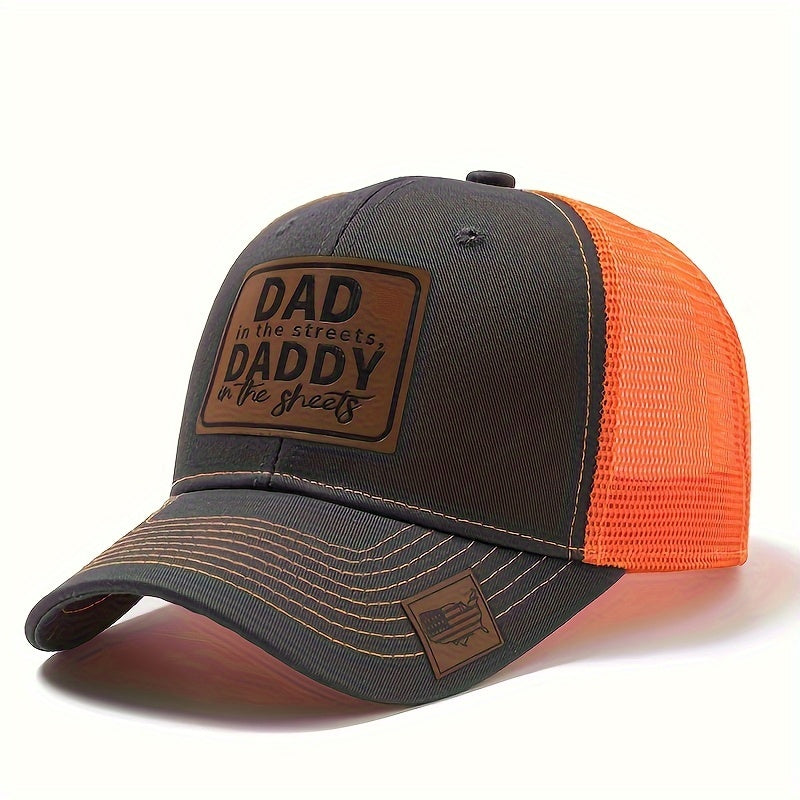 Curved Brim Baseball Cap - Breathable Mesh Trucker Hat with Dad Label, Snapback Closure, Casual Leisure Style for Outdoor Sports and Everyday Wear