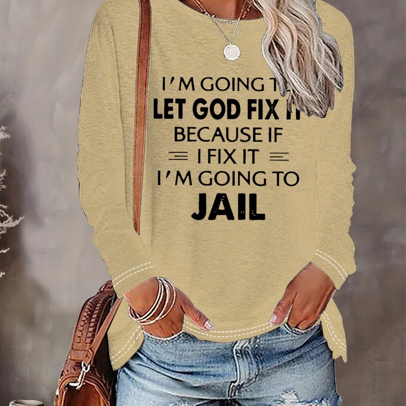 Women'S T-shirt Letter Print - Comfortable Long Sleeved Round Neck - Perfect Choice For Spring And Autumn Casual Wear