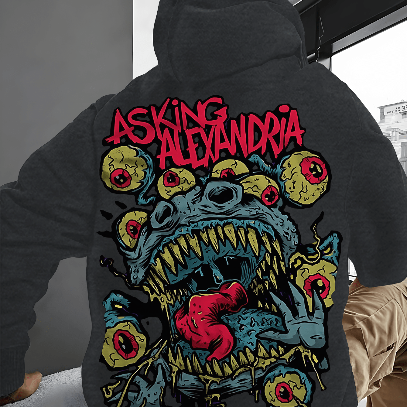 Handsome Men'S Hoodie with Horror Elements Printed on It. The Printed Hoodie with Many Eyes Has Pocket Details for Letting Go And Storing Items. The Soft And Comfortable Fabric Is The Best Choice