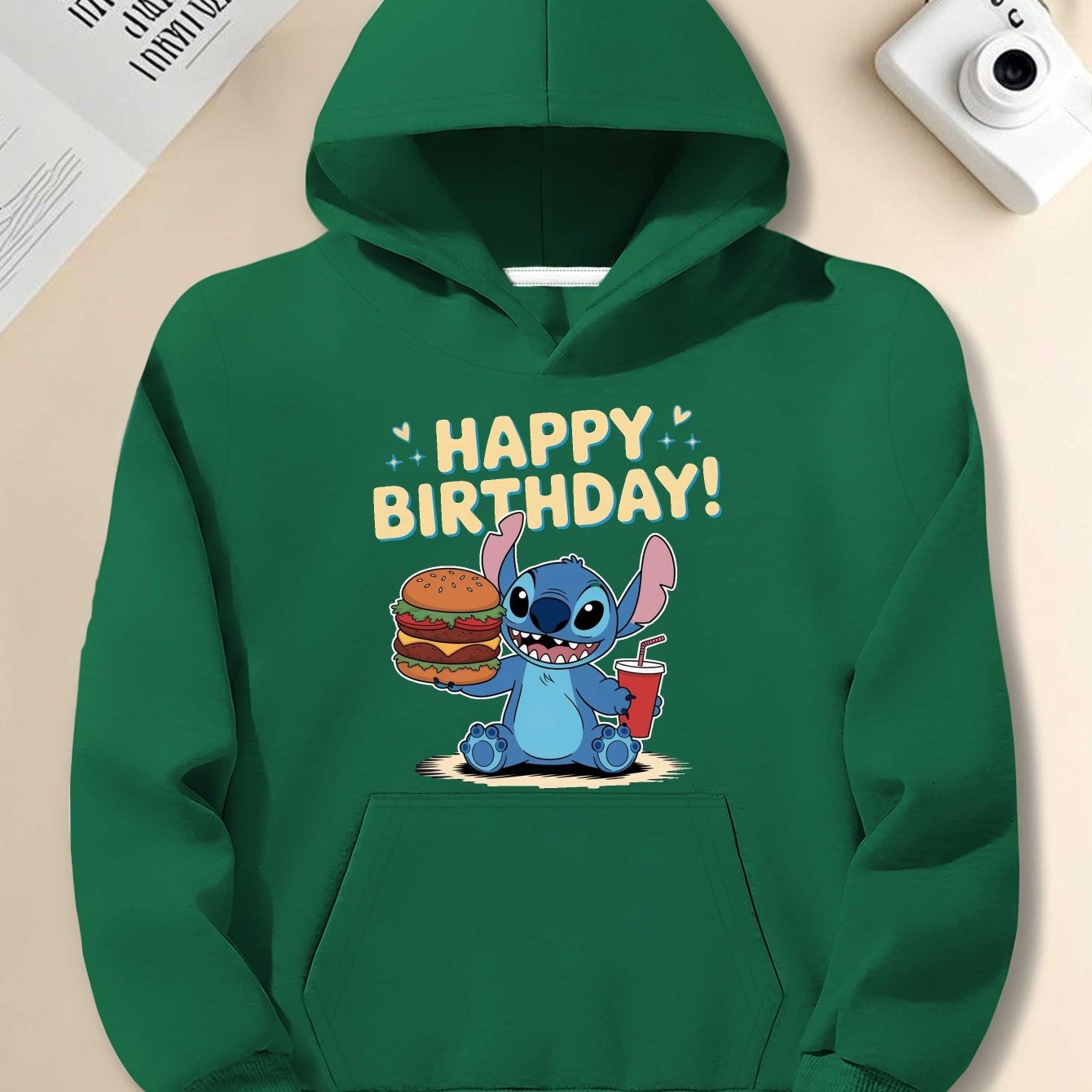 Disney Stitch Birthday Burger Retro Style men'S casual hoodies