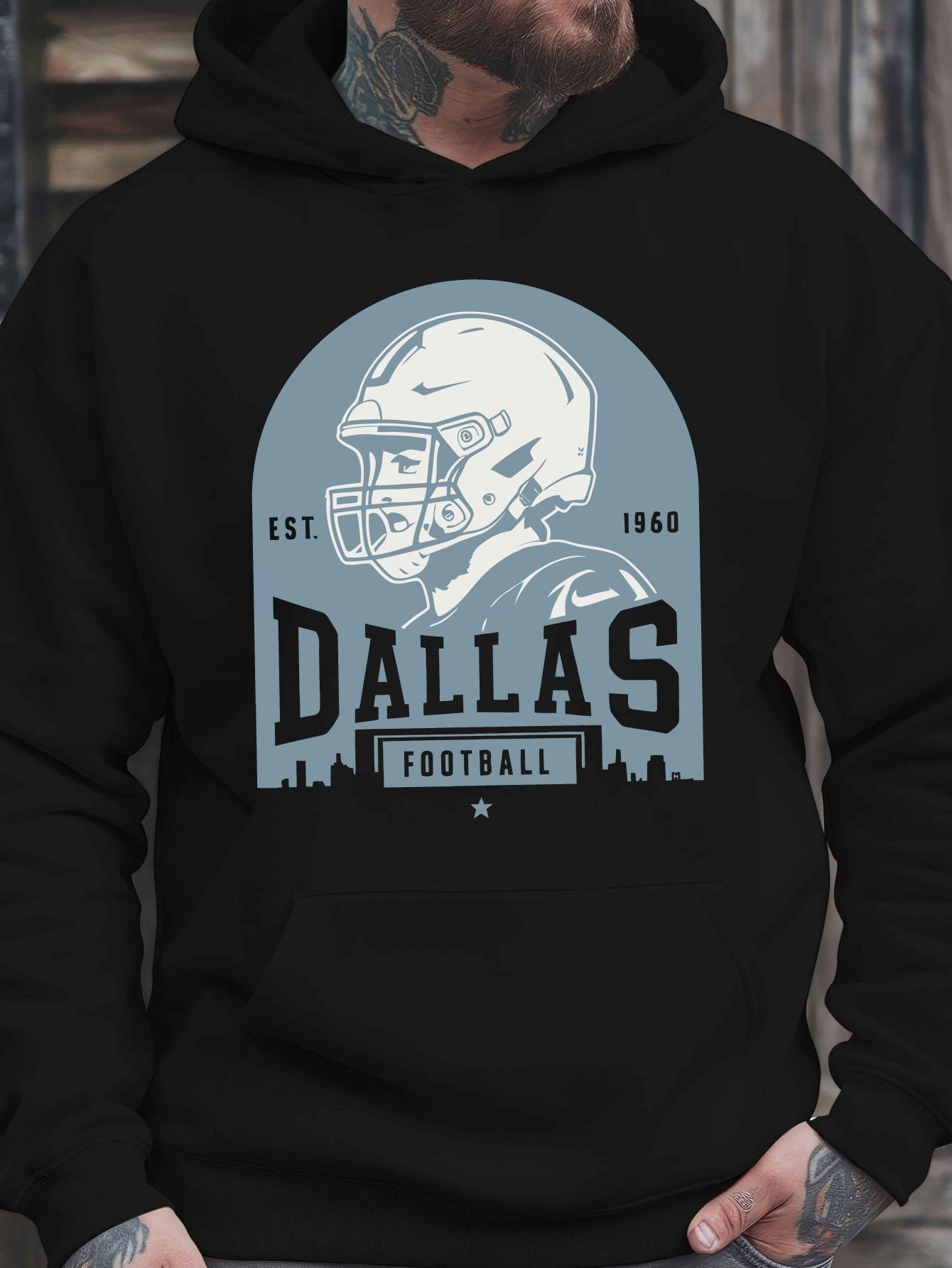 Football Dallas (Local) All Day Hoodie, Fashion Cotton Hoodie, Street Style Sweatshirt, Crew Neck Sweater, Super Soft, Breathable, Four Seasons Leisure Hoodie, Suitable for Daily Wear, Casual Outing