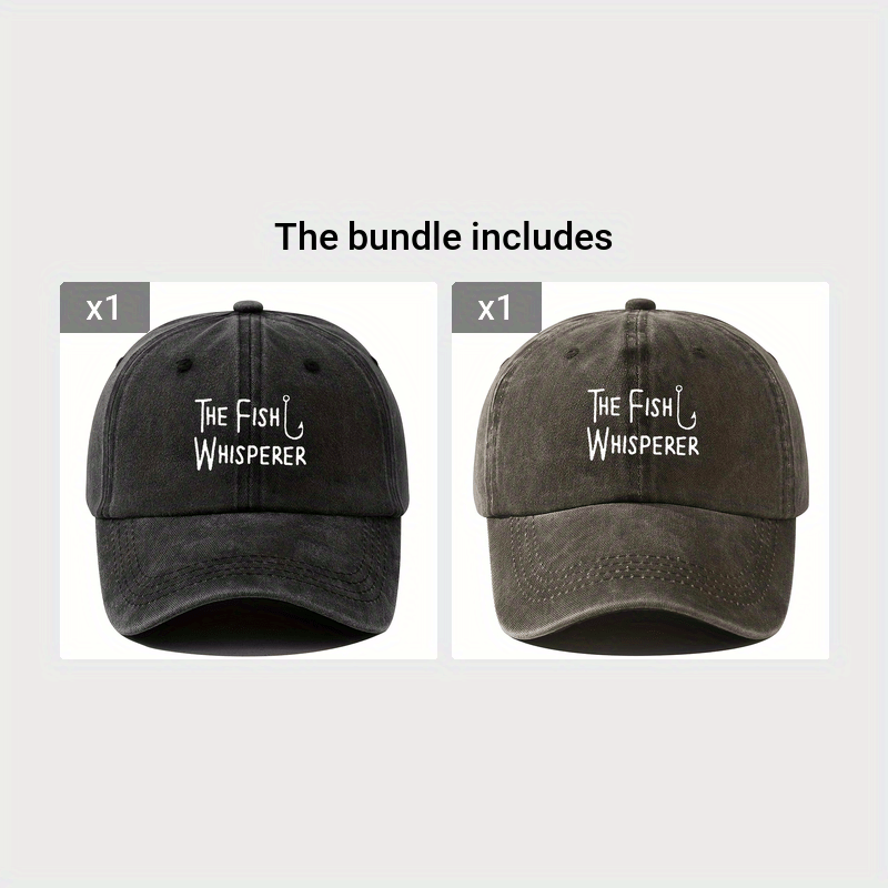 The Fish Whisperer Baseball Cap for Men - Casual Polyester Duckbill Cap with Embroidered Lettering, Outdoor Fishing & Travel Compatible, Unisex Adjustable Snapback Hat