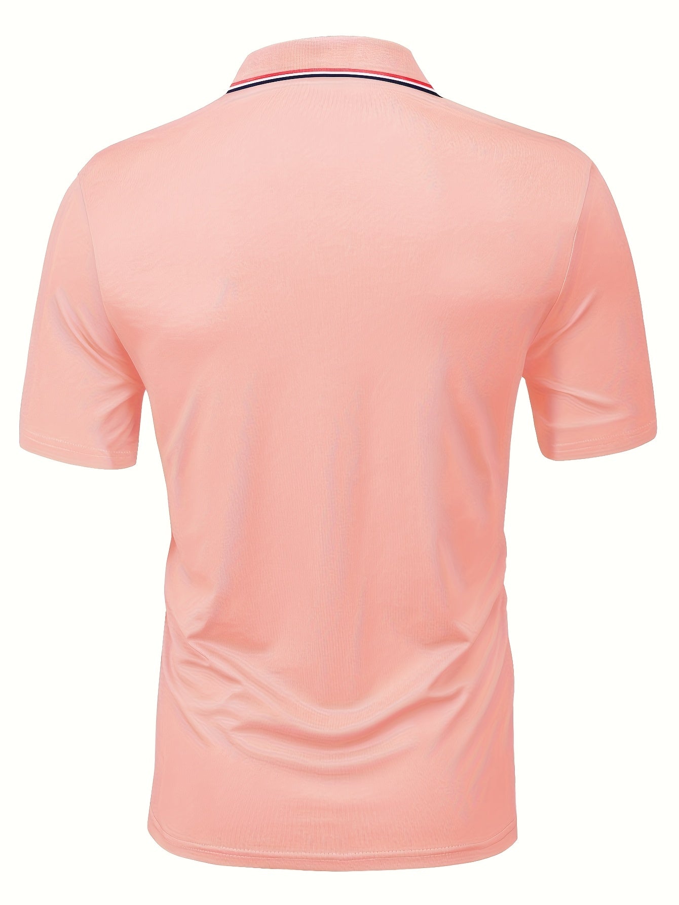 Men's Lightweight Breathable Golf Shirt - Casual Summer Short Sleeve with Collar, Orange Geometric Print, Machine Washable, Perfect for Golf and Business Casual Wear, Contrast Stripe Detailing