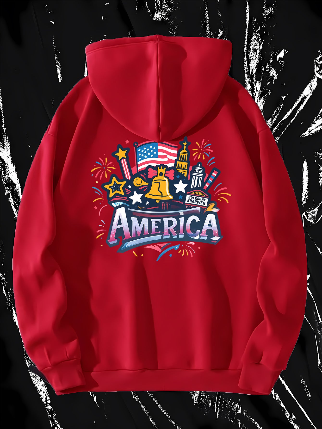 Independence Day Gift Gift 1pc New Men'S Hooded Sweatshirt, Printed Spring And Autumn Winter Pullover Top, Available in Black, Gray, And Red, for Home, Outdoor, Party, Sports, Work, And Vacation