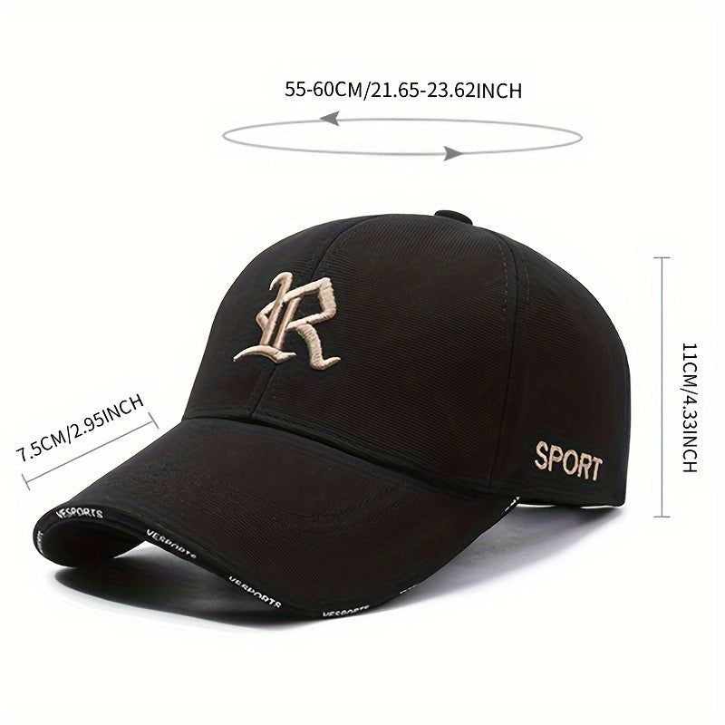 1pc 3D Embroidered Letter Baseball Cap, Soft Polyester Sports Hat, Hand Washable, Adjustable, Breathable, UV Protection, Unisex for Cycling, Golf, Outdoor Activities - Ideal for Holidays