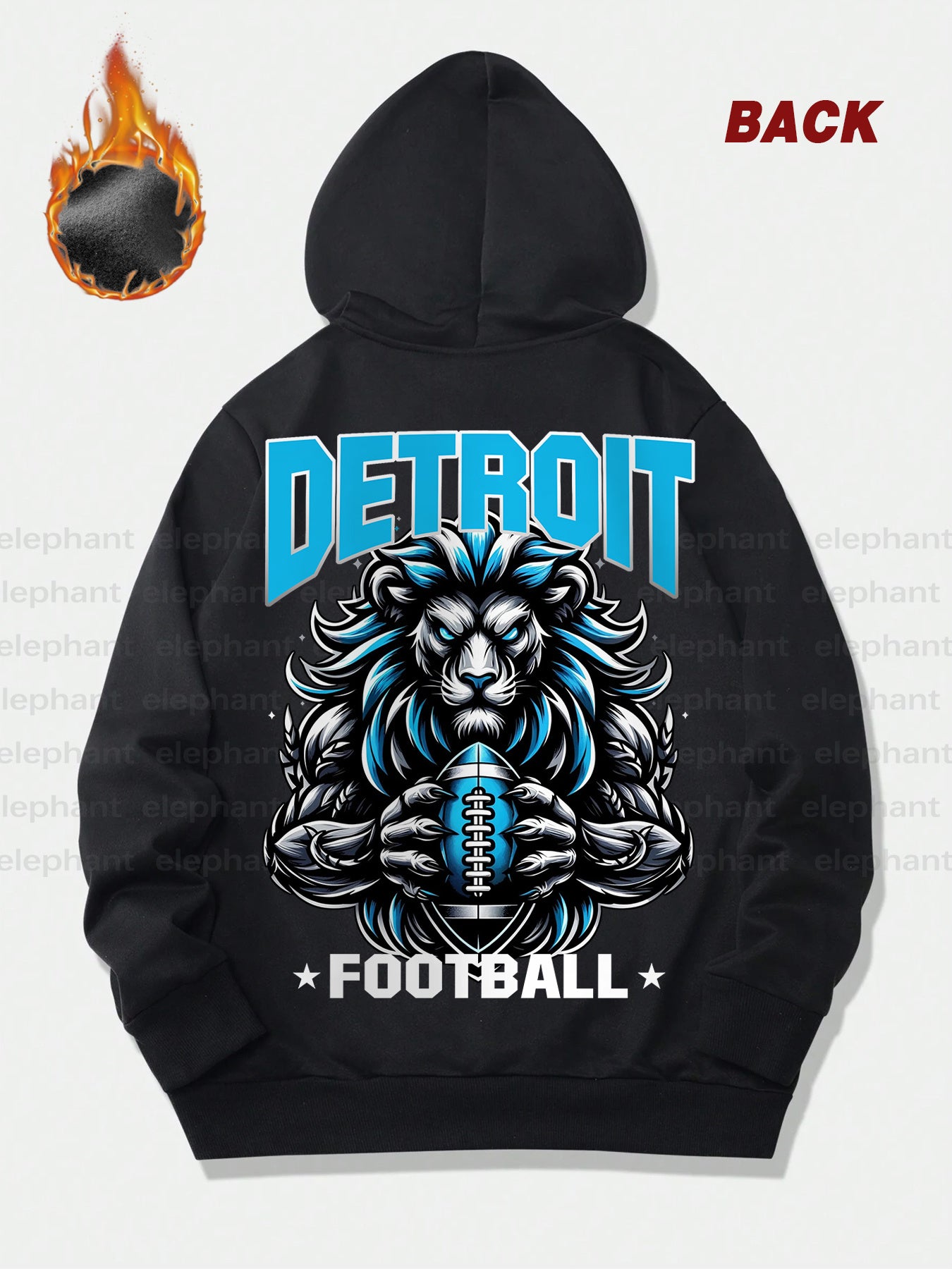Creative Gifts, Gifts for Men, 1pc Detroit Football Creative Graphic Print Casual Hoodies, Suitable for Football Enthusiasts, Men'S Hoodie And Sweatshirt, New Stylish Printed Casual Pocket Hoodie, Thickened, Suitable for Autu