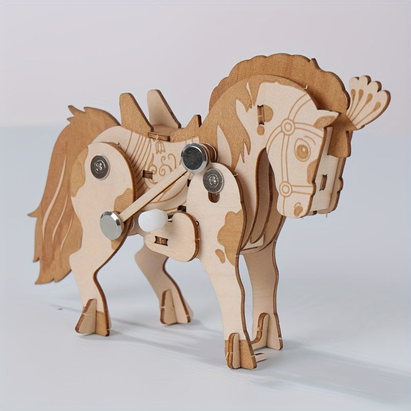 3D Handmade Wooden Walking Dance Horse | Creative Assembly Toy Puzzle DIY Handmade Dance Horse Desktop Ornaments | Suitable For Christmas Gifts Birthday Gifts