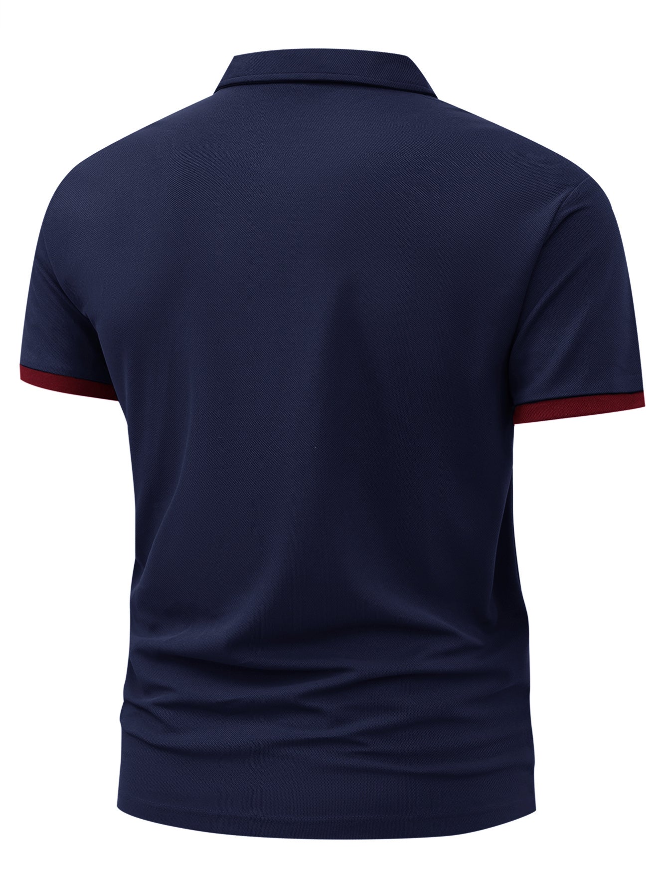 Men's 230g Lightweight Shirt - Summer Casual Short Sleeve Golf Top with Geometric Star Pattern, Contrast Red & White Trim, Breathable Regular Fit for Sports & Outdoor Activities, Golf Shirt, Active Lifestyle, Modern Design, D