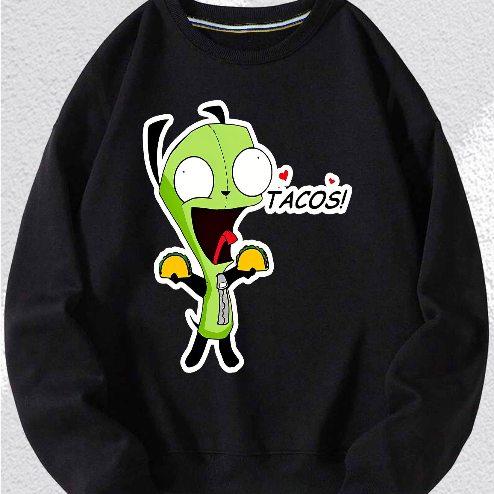 Invader Zim Gir Taco Love Long Sleeve Sweater - Comfortable, Casual, Fashionable, All-Rounder, Commuter, Sports, Spring and Winter Suitable, Outdoor Clothing for Men