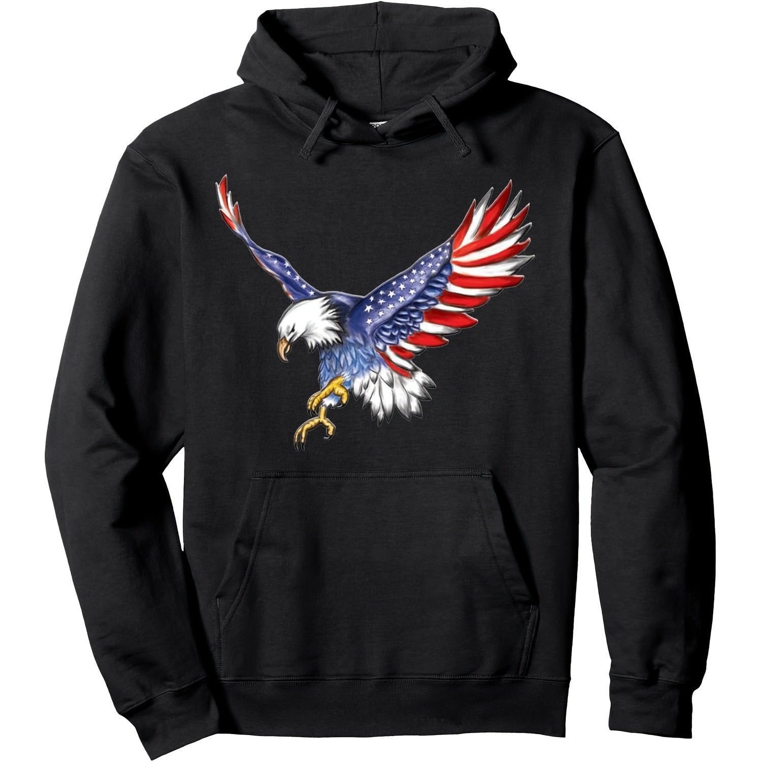 Men'S Patriotic Eagle and American Flag Hoodie- Long Sleeve Pullover with Kangaroo Pocket