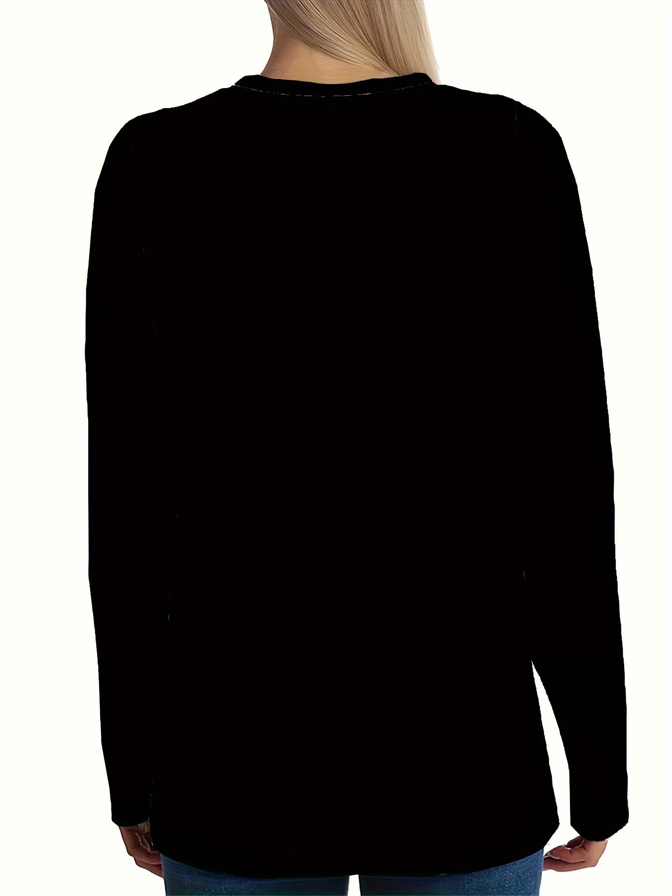 Women'S T-shirt Letter Print - Comfortable Long Sleeved Round Neck - Perfect Choice For Spring And Autumn Casual Wear