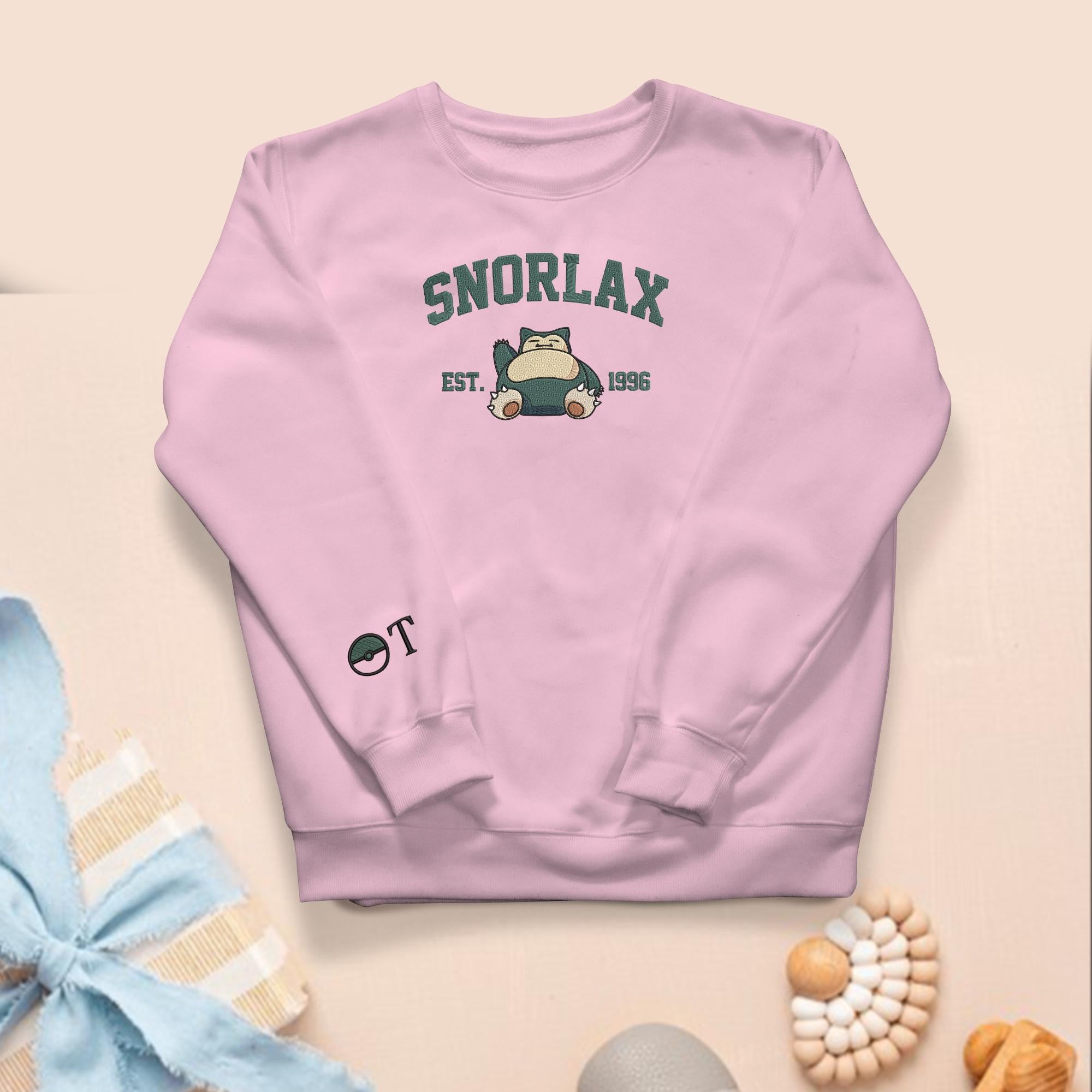 Personalized Snorlax Embroidered Sweatshirt Custom Snorlax Hoodie Crewneck Sweatshirt Custom Name Shirt Gifts