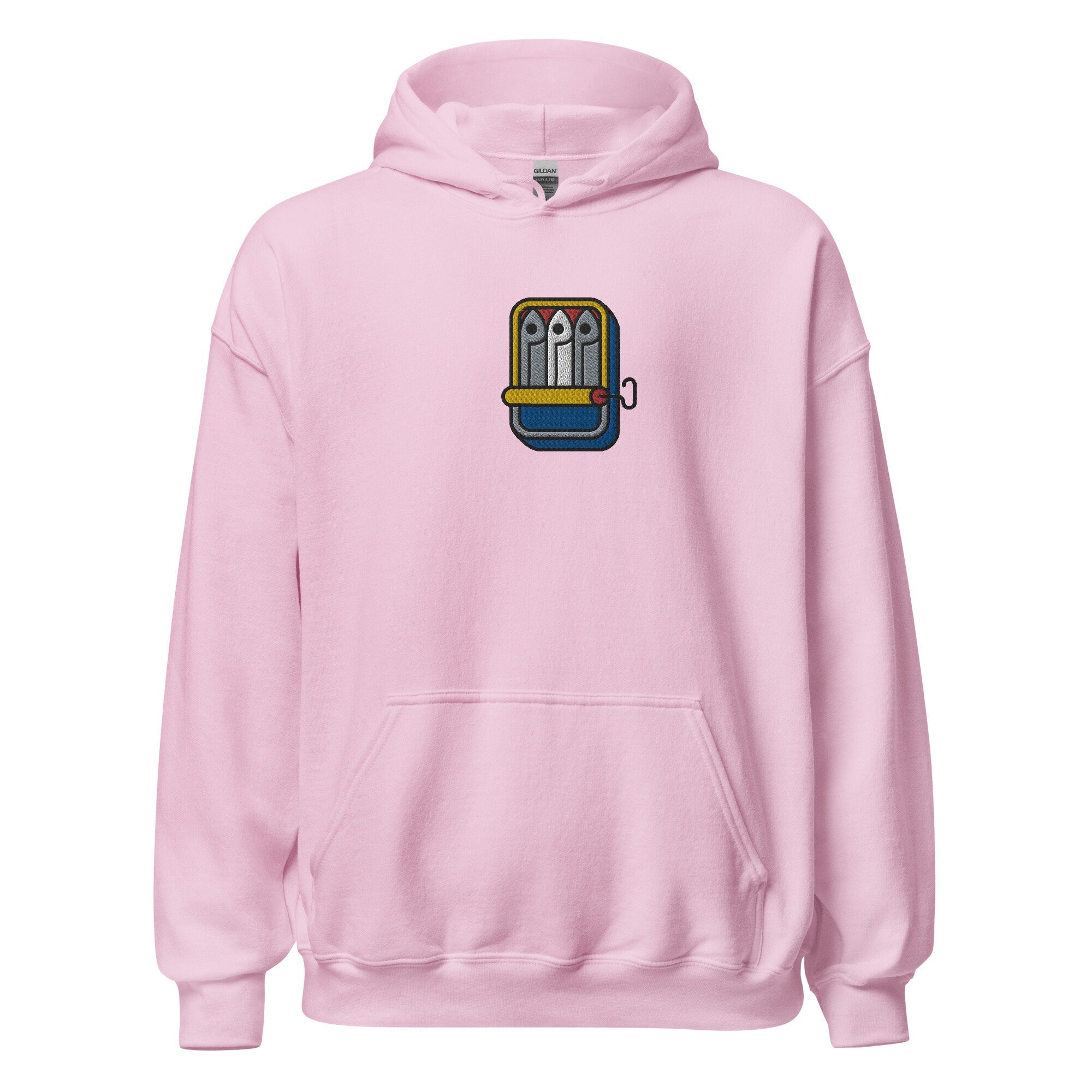 Cute Sardines Unisex Hoodie, Handmade Embroidered Hoodie, Sardine Lovers Gifts, Premium Hooded Sweater, Hoodie Embroidery - Multiple Colors