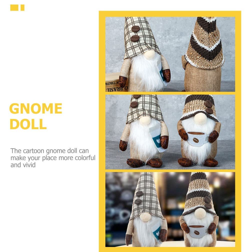 Coffee Gnomes Plush Doll Coffee Bar Decoration Swedish Tomte Elf Dwarf Collectible Figurines Dangle Leg Shelf Sitters Farmhouse Home Kitchen Decor Coffee Lover Gifts