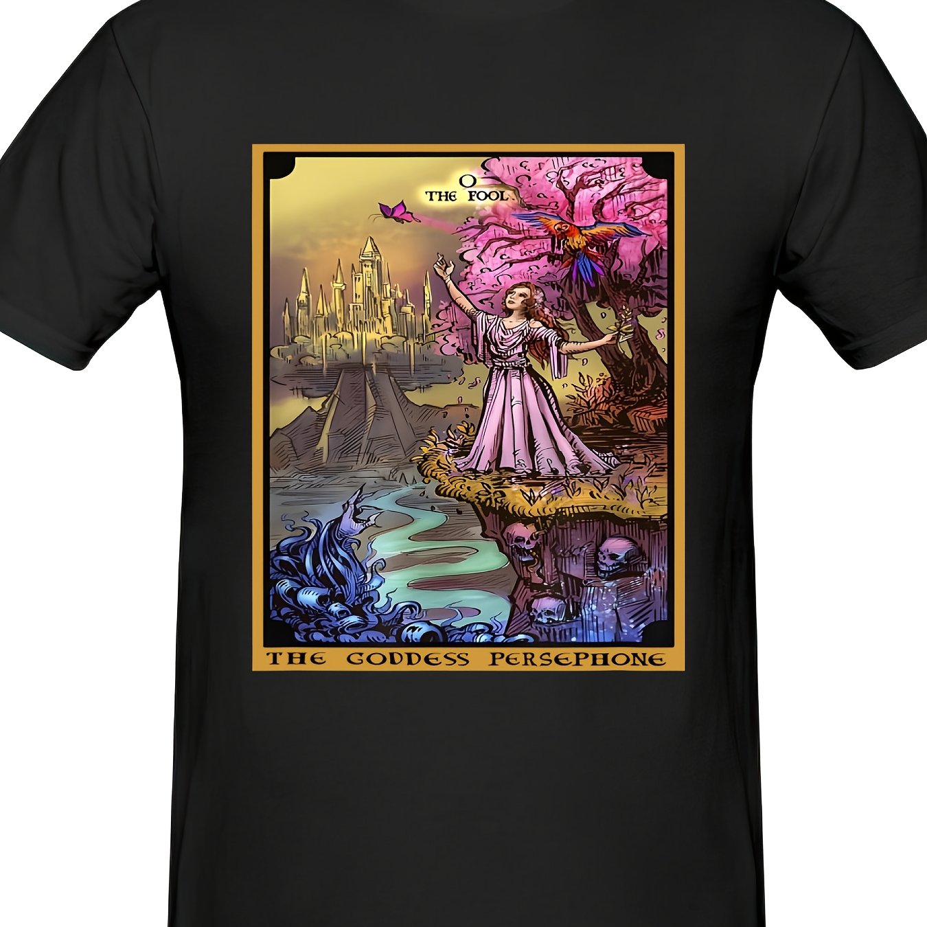 Occult Tarot Graphic Tee - Gothic Witch Clothing with The Underworld Goddess, Black T-Shirt for Halloween, Pagans, Wiccans - Plus Size Available - Heavy Cotton Shirt for Men & Women, Halloween Costumes, Spiritual Apparel, Mys