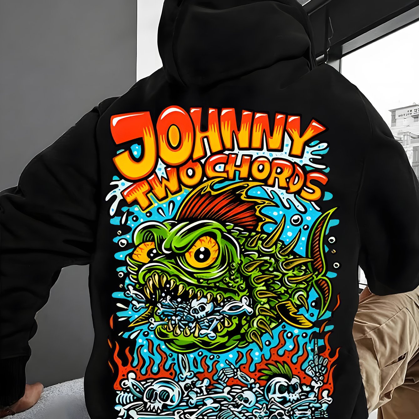 Handsome Men'S Hoodie with English Letters And Cartoon Print, Featuring Pocket Details for Easy Release And Storage of Items. The Fabric Is Soft And Comfortable, Making It The Perfect Choice