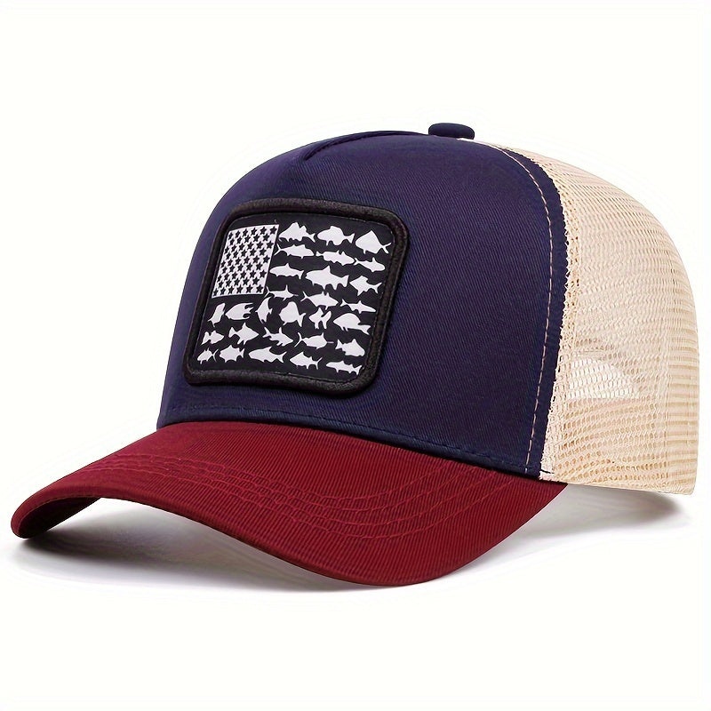 Fish Star Patch Cloth Embroidered Baseball Cap Men'S And Women'S Outdoor Sports Event Cap American Truck Driver Cap Casual