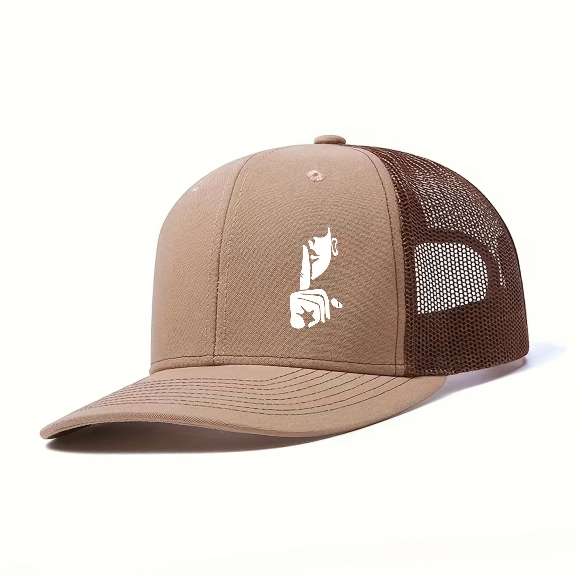 Finger Print Mesh Trucker Baseball Cap for Men & Women - Lightweight Breathable Two-Tone Design, 6 Colors (Black/Blue, Green, Grey, Orange, Brown, Tan), Sports Cap | Trendy Baseball Cap | Structured Cap