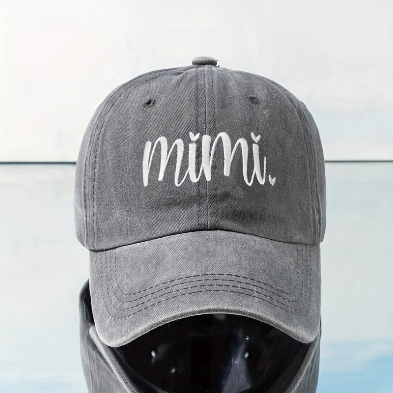 1 Pack Unisex Y2K Embroidered MIMI Baseball Cap - Adjustable Sun Protection Hat with Bold Lettering, Lightweight 100% Polyester for Outdoor Sports, Commuting & Daily Wear, Casual Sporty Style | Hand Washable Headgear, Sun Hat