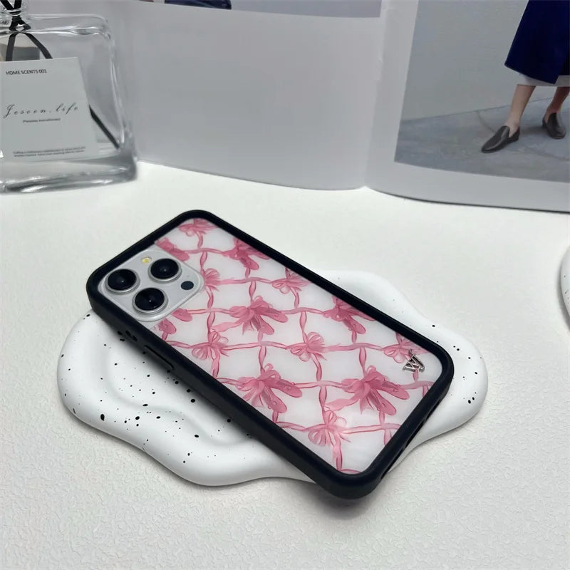 Wildflower Ins Cute Cartoon Phone Case for iPhone Leopard Print Cherry Pink Cat Brown 13 Pro 14 Pro 15 Pro WF Strawberry Case