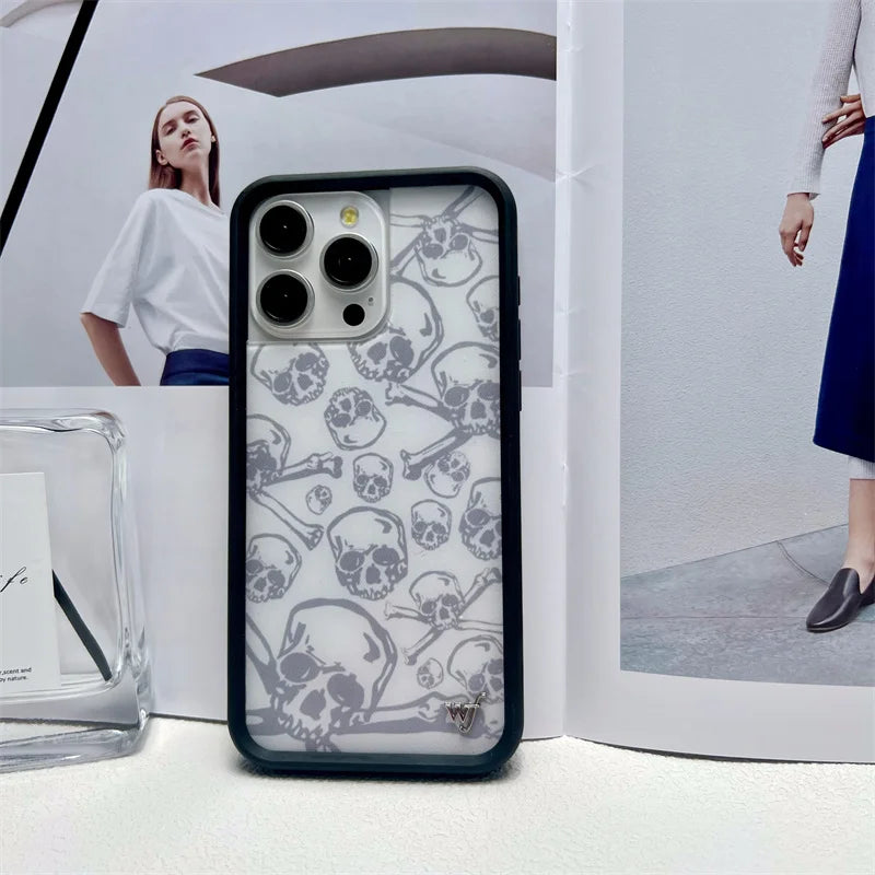 Wildflower Ins Cute Cartoon Phone Case for iPhone Leopard Print Cherry Pink Cat Brown 13 Pro 14 Pro 15 Pro WF Strawberry Case
