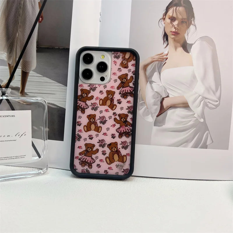 Wildflower cartoon cute phone case For iPhone Animal Kitten Bear Creative 13 Pro 14 Pro 15 Promax WF Pigeon Lamb Swan phone case
