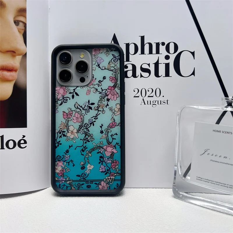 Wildflower Ins Cute Cartoon Phone Case for iPhone Leopard Print Cherry Pink Cat Brown 13 Pro 14 Pro 15 Pro WF Strawberry Case