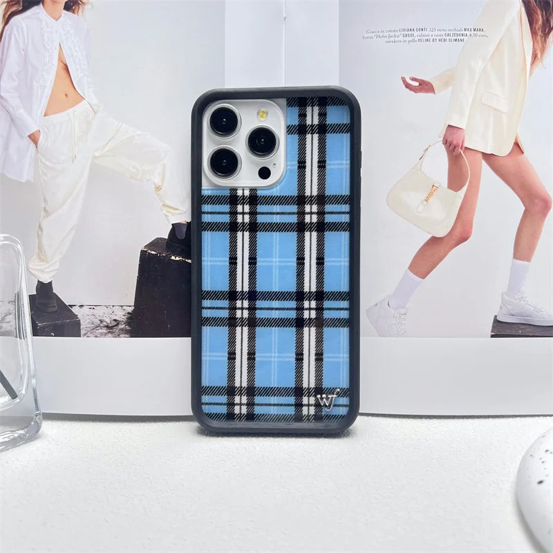 Wildflower Ins Cute Cartoon Phone Case for iPhone Leopard Print Cherry Pink Cat Brown 13 Pro 14 Pro 15 Pro WF Strawberry Case