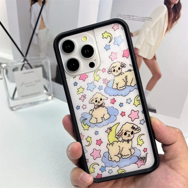 Wildflower cartoon cute phone case For iPhone Animal Kitten Bear Creative 13 Pro 14 Pro 15 Promax WF Pigeon Lamb Swan phone case