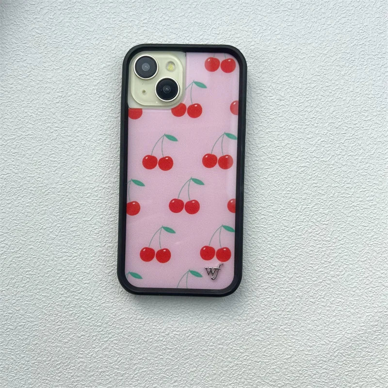 Wildflower 3D Flower Cherry Bow Phone Case iPhone 15 14plus 13 Pro phone case 12 13 16pro 15promax WF Cake Cute cartoon cover