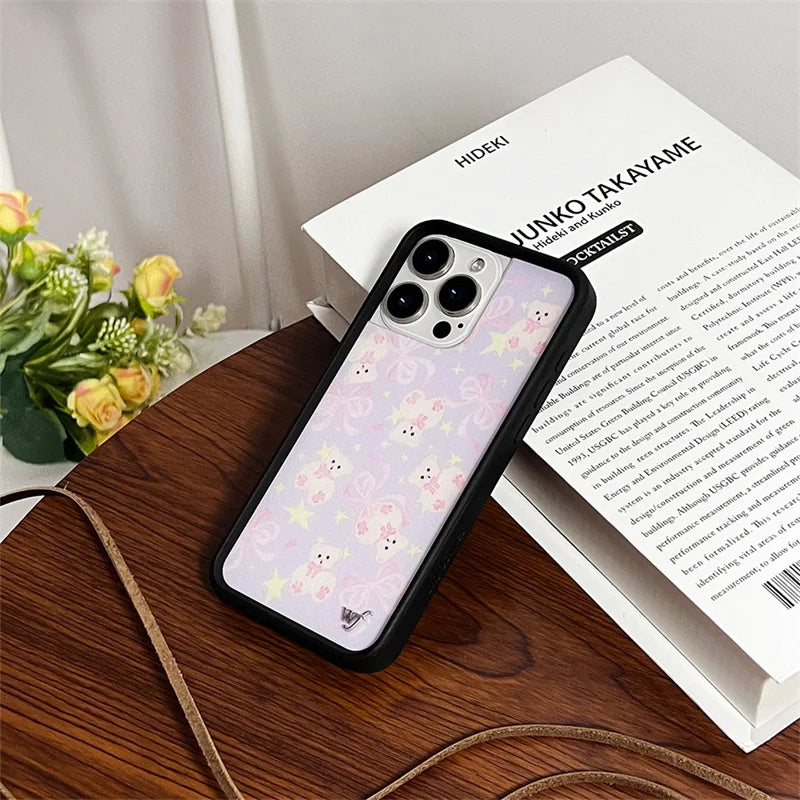 Wildflower 3D Girl Bear High Heels Phone case for iPhone 15 14 13 Pro Max 12 13 14pro 15pro WF Animal Cute cartoon cover bottom