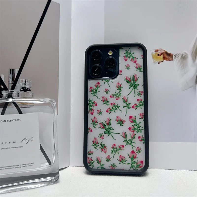 Wildflower Ins Cute Cartoon Phone Case for iPhone Leopard Print Cherry Pink Cat Brown 13 Pro 14 Pro 15 Pro WF Strawberry Case