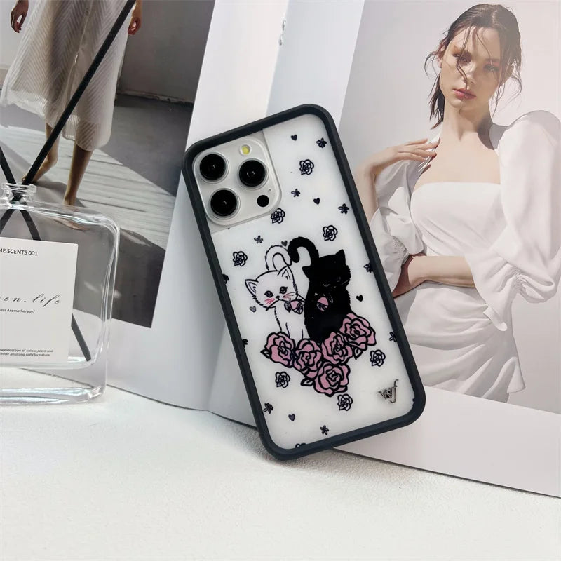 Wildflower cartoon cute phone case For iPhone Animal Kitten Bear Creative 13 Pro 14 Pro 15 Promax WF Pigeon Lamb Swan phone case