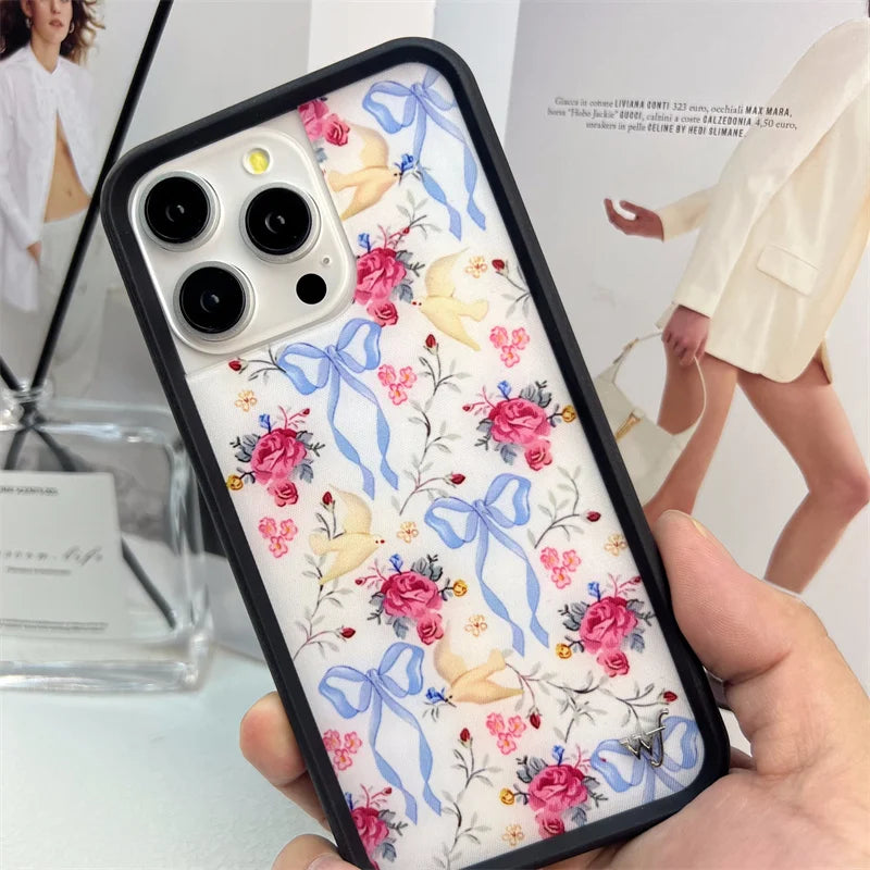 Wildflower cartoon cute phone case For iPhone Animal Kitten Bear Creative 13 Pro 14 Pro 15 Promax WF Pigeon Lamb Swan phone case