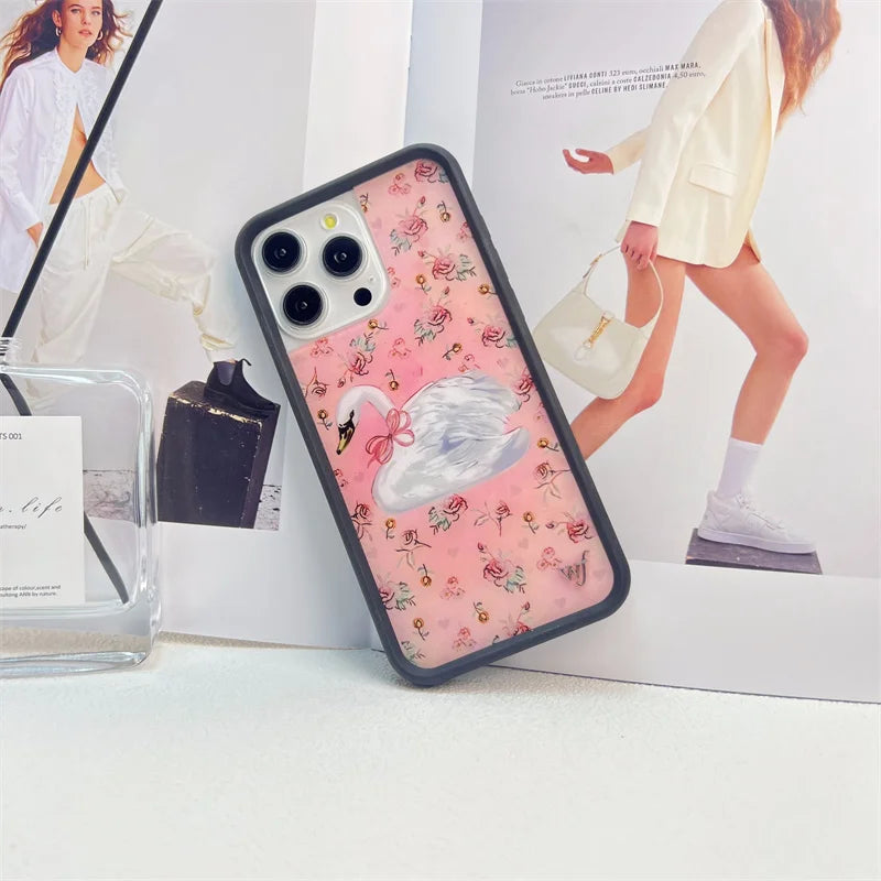 Wildflower cartoon cute phone case For iPhone Animal Kitten Bear Creative 13 Pro 14 Pro 15 Promax WF Pigeon Lamb Swan phone case