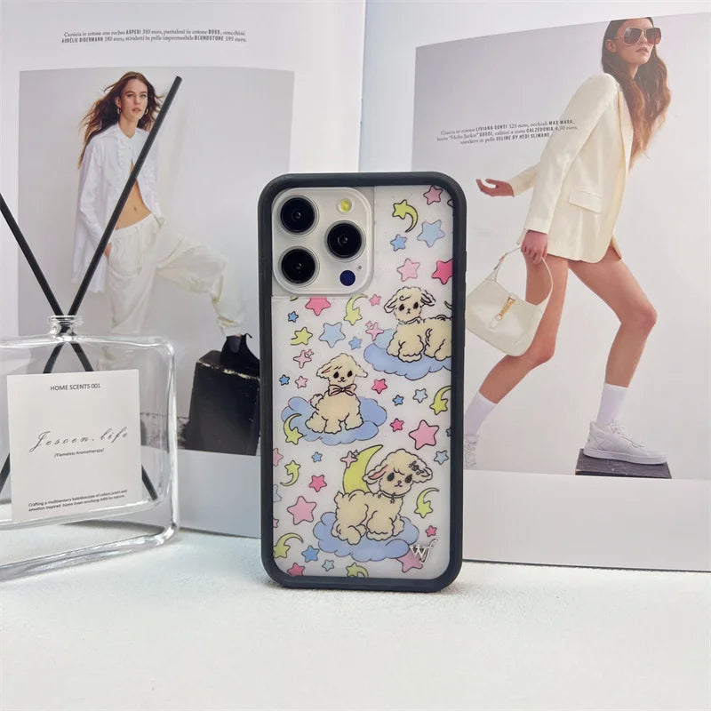 Wildflower cartoon cute phone case For iPhone Animal Kitten Bear Creative 13 Pro 14 Pro 15 Promax WF Pigeon Lamb Swan phone case