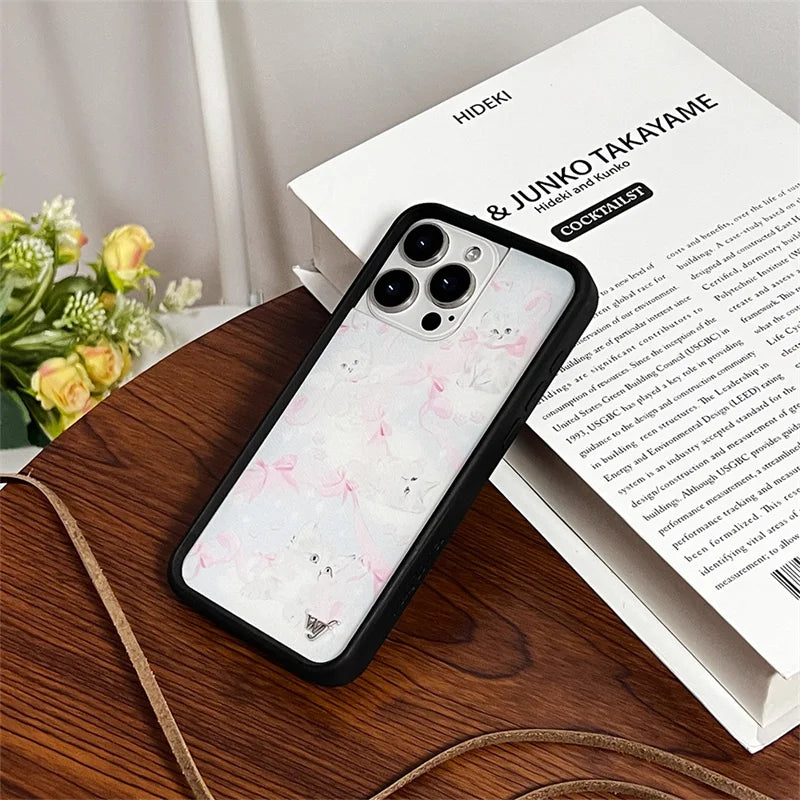 Wildflower 3D Girl Bear High Heels Phone case for iPhone 15 14 13 Pro Max 12 13 14pro 15pro WF Animal Cute cartoon cover bottom