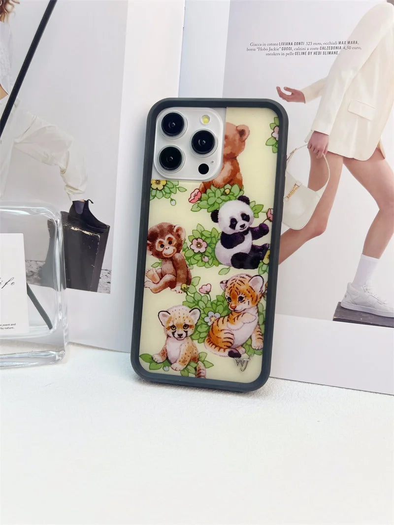 Wildflower cartoon cute phone case For iPhone Animal Kitten Bear Creative 13 Pro 14 Pro 15 Promax WF Pigeon Lamb Swan phone case