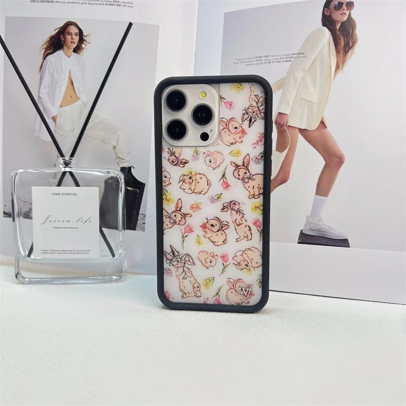 Wildflower cartoon cute phone case For iPhone Animal Kitten Bear Creative 13 Pro 14 Pro 15 Promax WF Pigeon Lamb Swan phone case