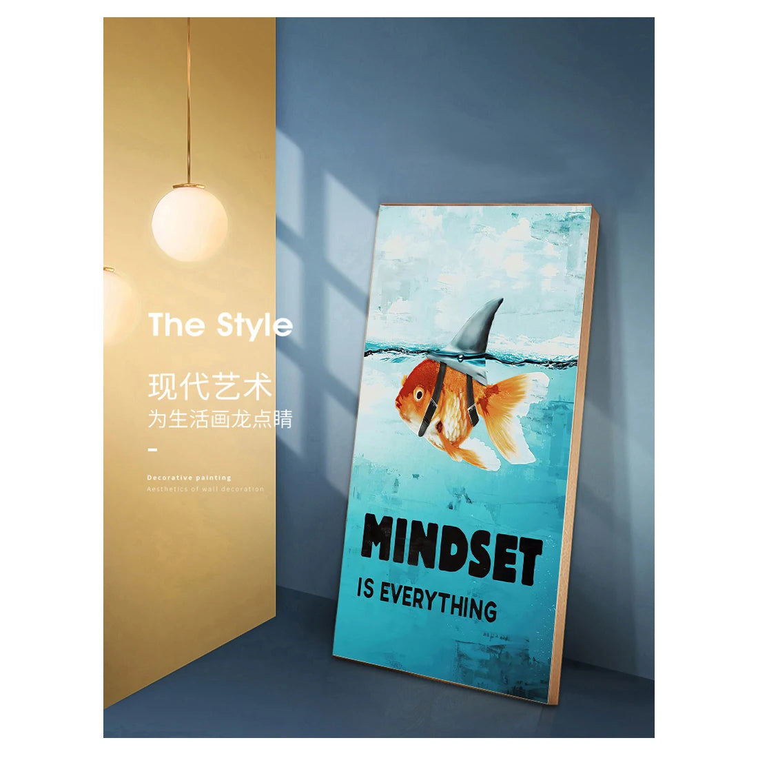 Home Decor Mindset Is Everything Shark Fish Pictures Motivational Nordic Poster For Living Room Wall Art Canvas Painting Printed