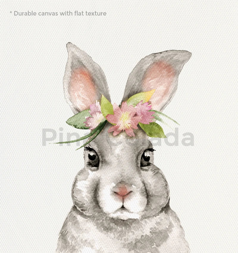 Watercolor Cute Teddy Bear and Rabbit Nursery Wall Art Posters and Prints Canvas Paintings Mural Pictures for Baby and Kids Room