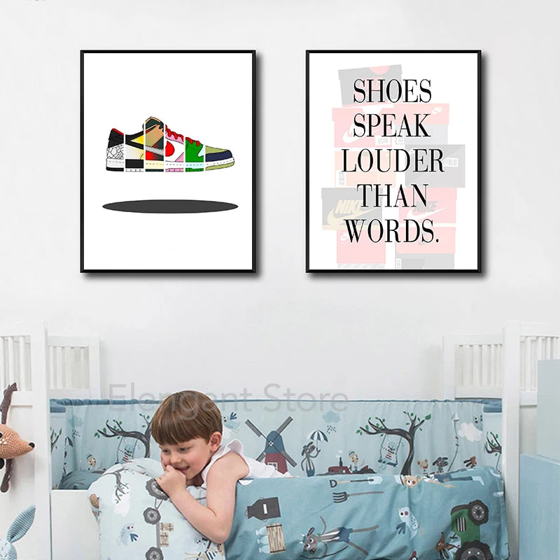 Fashion Sneaker Box Wall Posters Art Prints Modern Sneakerhead Quote Canvas Painting Wall Pictures Teenager Boys Room Decor