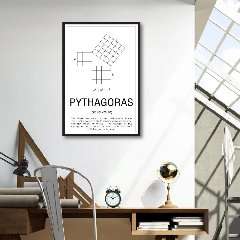 Math Poster Prints Maths Education Wall Art Canvas Painting Picture Mathematicians Pythagoras Art Gift idea Wall Decorations
