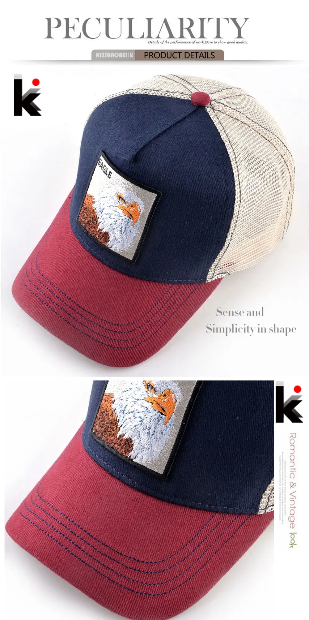 Embroidery Baseball Caps Men Eagle Snapback Hats For Women Fashion USA Hip Hop Bones Breathable Mesh Streetwear Trucker Cap