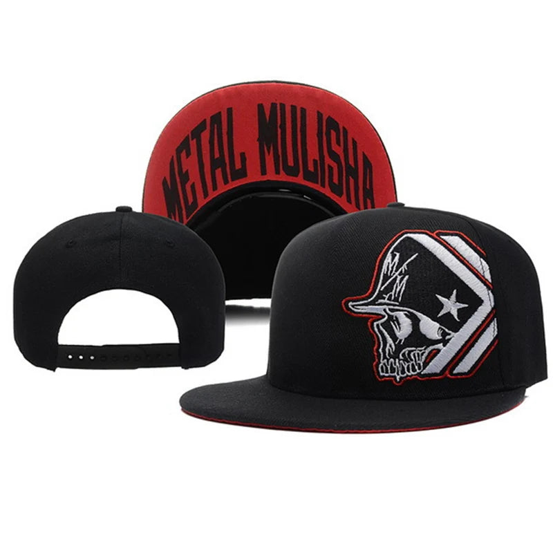 Unisex Letter Embroidery Baseball Cap Women Outdoor Sports Sun Flat Hat Men Fashion Metal Mulisha Hip Hop Snapback Caps